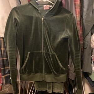 Dark forest green vintage velour juicy couture matching set tracksuit.